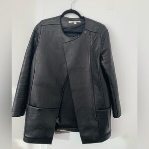 Veronica Beard Classic Black Leather Coat Jacket